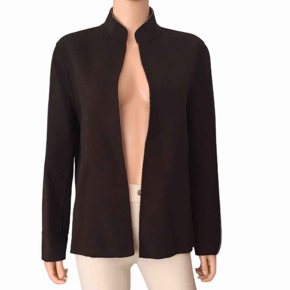 Country Shop Double-Faced Soft Wool Open Front Jacket Blazer
